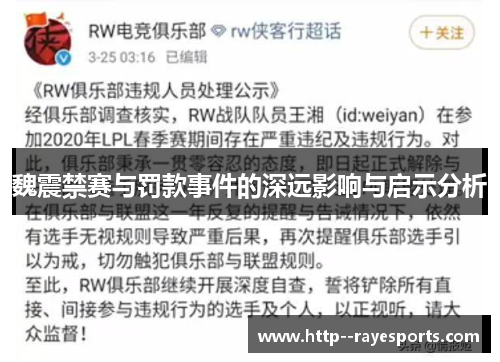 魏震禁赛与罚款事件的深远影响与启示分析
